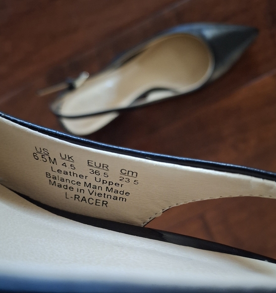 FRANCO SARTO "Racer" Black Leather Pointy Toe Slingbacks - Size 6.5 - Picture 6 of 7